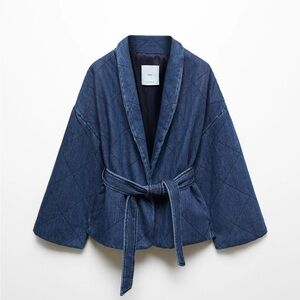 Double breasted denim kimono jacket
